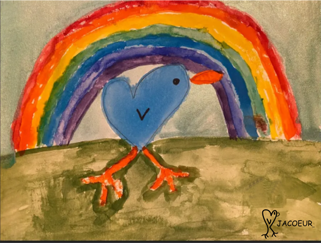 Blue Heart Chicken Sticker